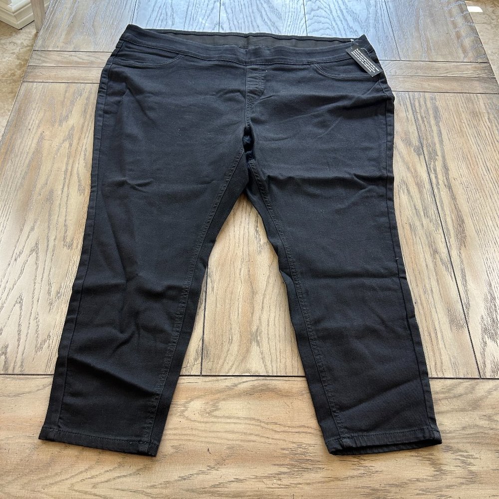 Denim & Co. Cozy Touch Denim Petite Pull-On Jeggings, black, size plus petite 26